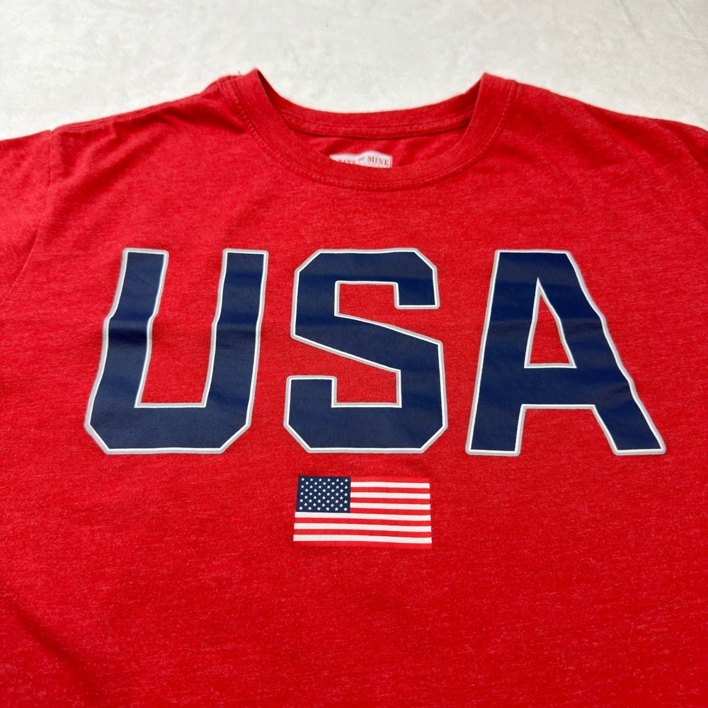 State of Mine USA Graphic T-Shirt Mens Large Red Good American Flag Cotton Blend - Picture 2 of 8